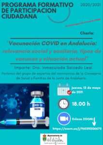 Charla/Taller: "Vacunación COVID en Andalucía: relevancia social y sanitaria, tipos de vacunas y situación actual"